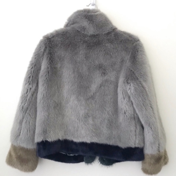 Anthropologie Plush Colorblock Fur Coat XS - Picture 5 of 12